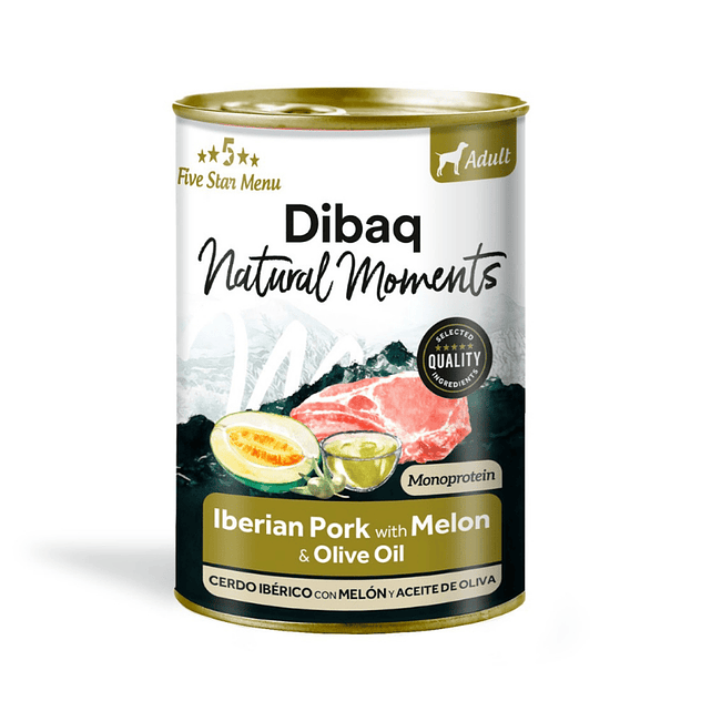 Dibaq Natural Moments Cerdo Ibérico con Melón para Perros 380 Gr 1
