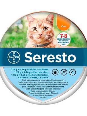 Seresto Collar Bayer gato. Envase con lata