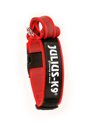 Collar julius k9 color gray con asa 40mm rojo gris