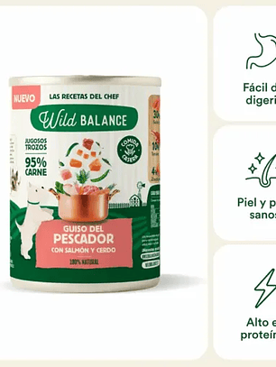 Wild Balance Lata completa Guiso del Pescador con Salmón y Cerdo para Perros 400gr