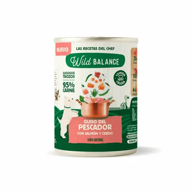 Wild Balance Lata completa Guiso del Pescador con Salmón y Cerdo para Perros 400gr 3