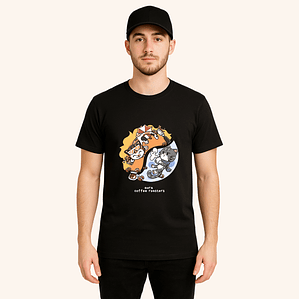 Polera Negra Gatos Sol & Luna – Aura Coffee Roasters