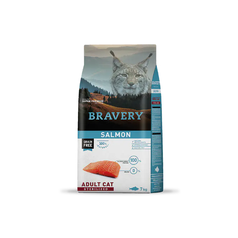 Alimento Bravery Gato Sterilized Salmon - 7kg 1
