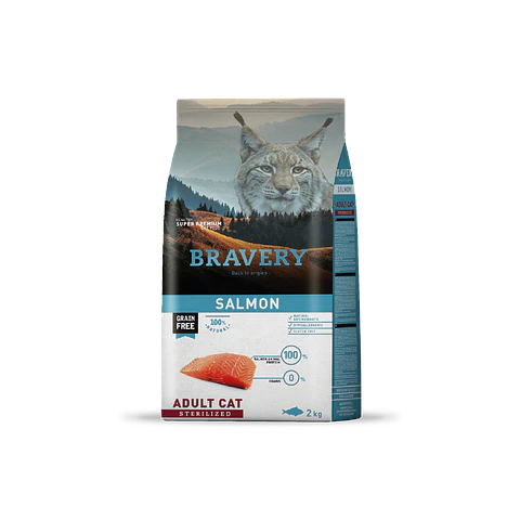 Alimento Bravery Gato Sterilized Salmon - 2kg