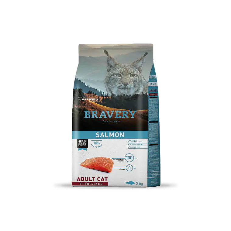 Alimento Bravery Gato Sterilized Salmon - 2kg 1