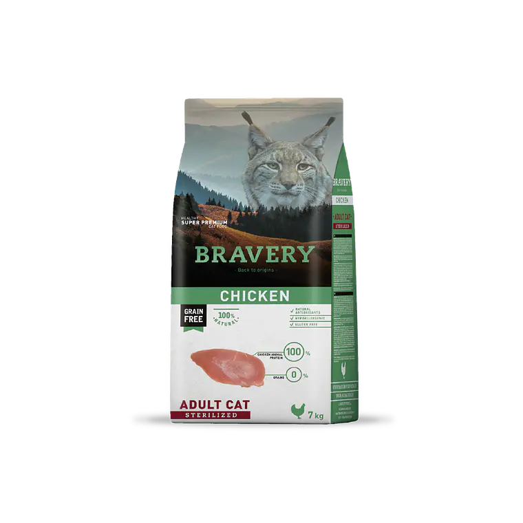 Alimento Bravery Gato Sterilized Pollo - 7kg 1