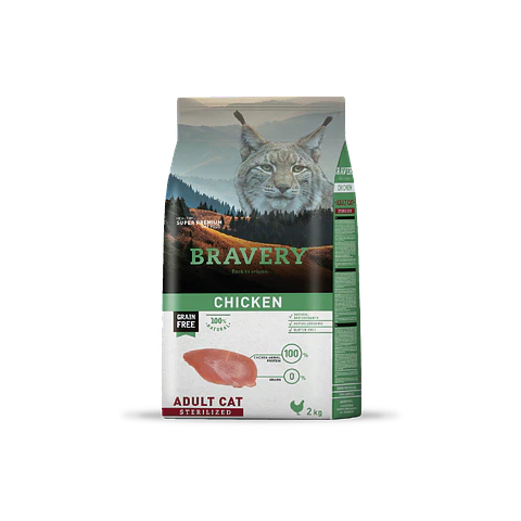 Alimento Bravery Gato Sterilized Pollo - 2kg