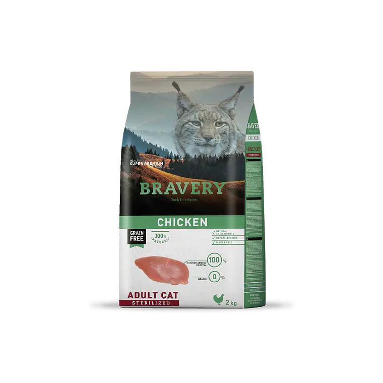 Alimento Bravery Gato Sterilized Pollo - 2kg 1