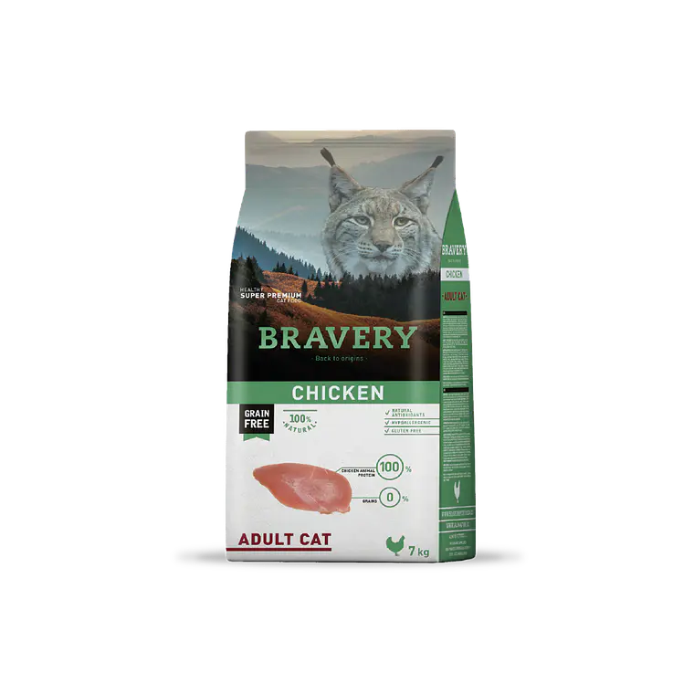 Alimento Bravery Gato Adulto Pollo - 7kg 1