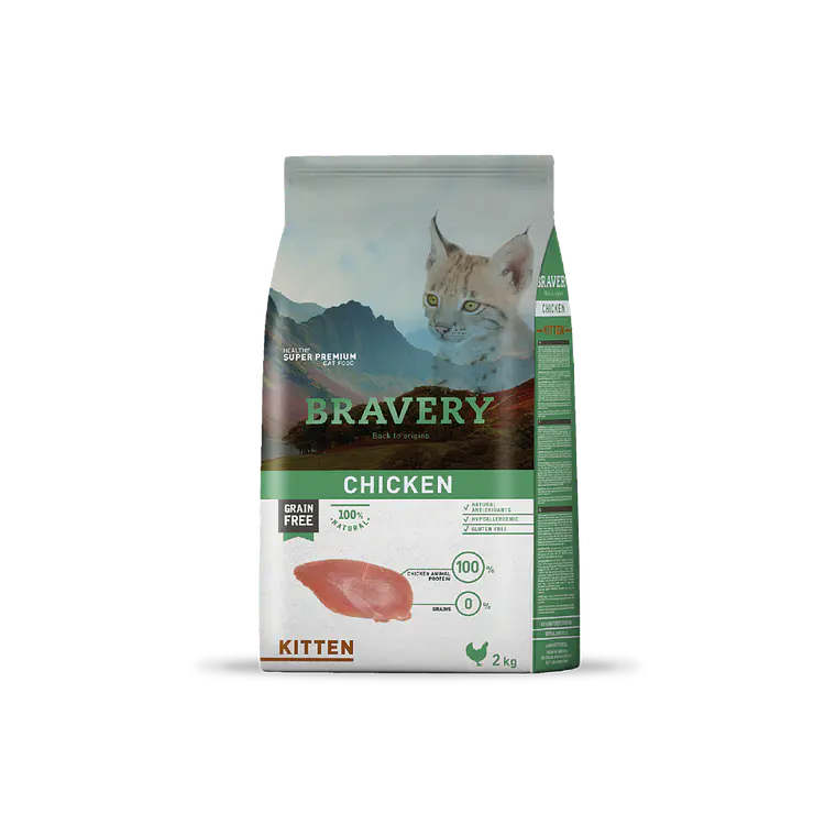 Alimento Bravery Gato Kitten Pollo - 2kg 1