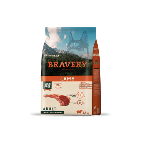 Alimento Bravery Perro Adulto Large Lamb - 12kg