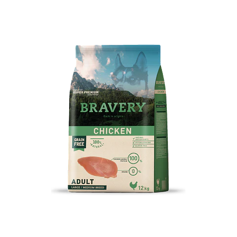Alimento Bravery Perro Adulto Large Pollo - 12kg
