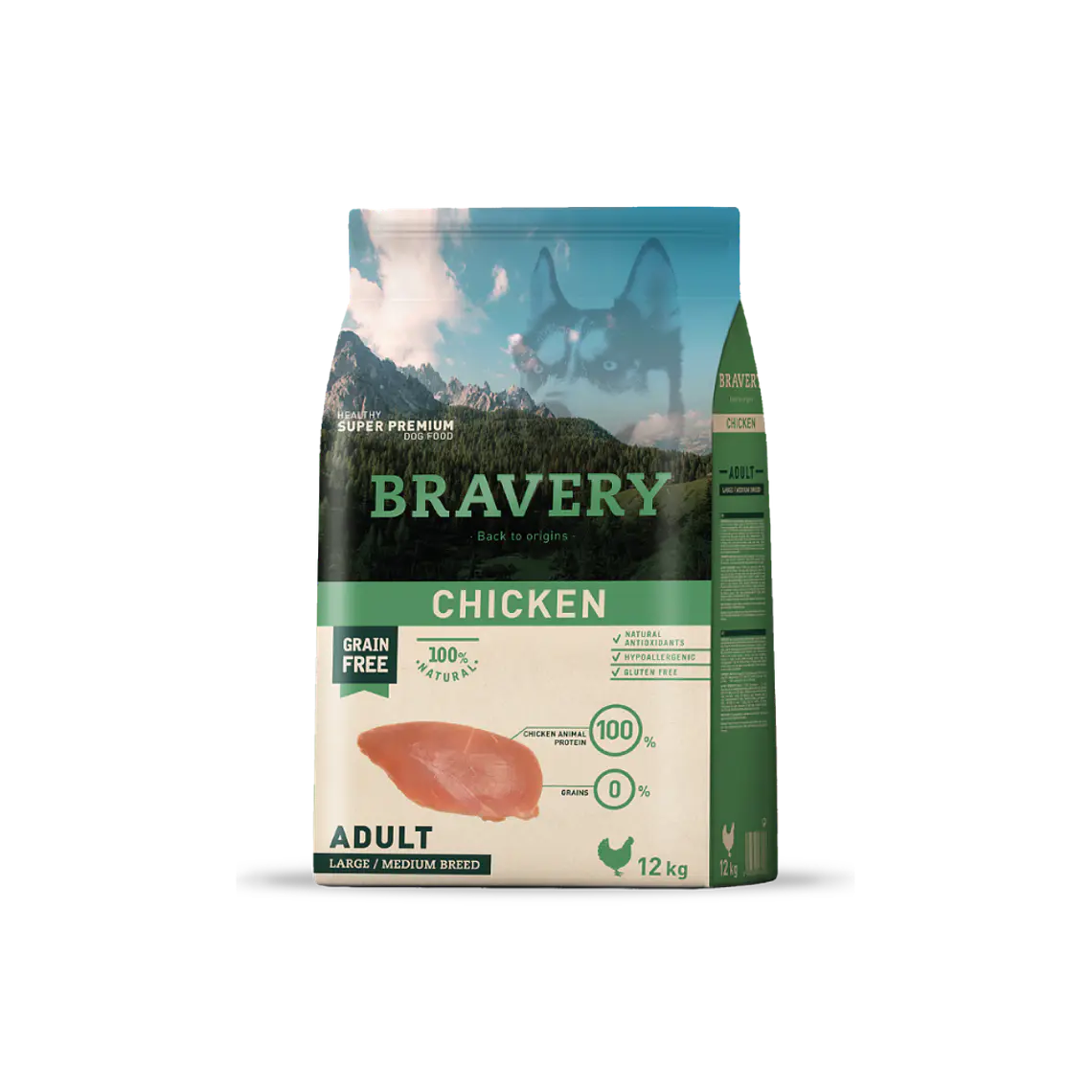 Alimento Bravery Perro Adulto Large Pollo - 12kg 1