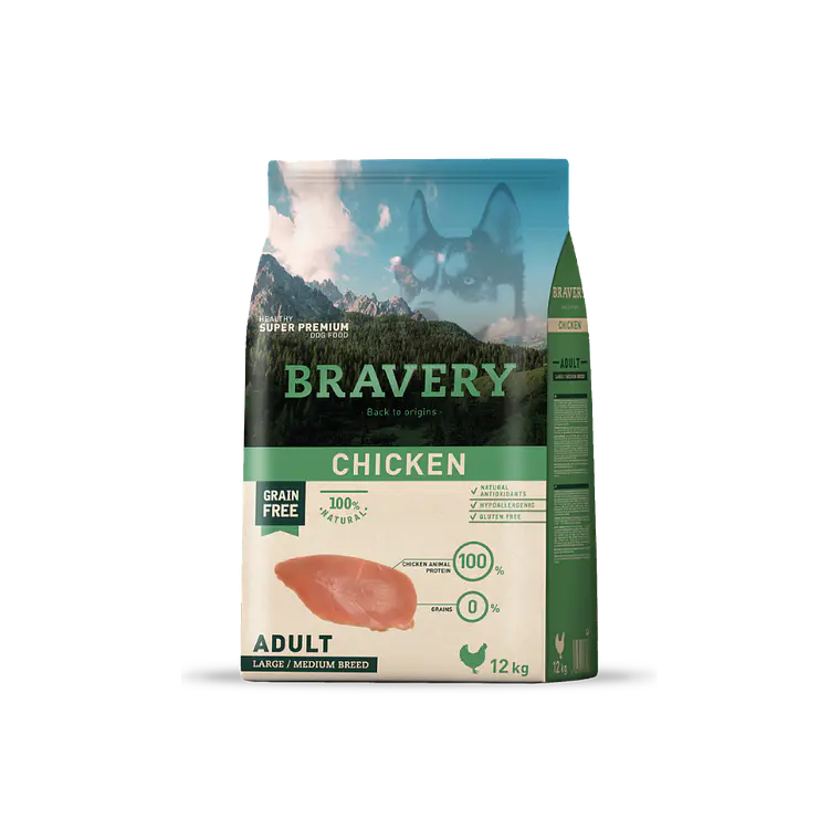 Alimento Bravery Perro Adulto Large Pollo - 12kg 1