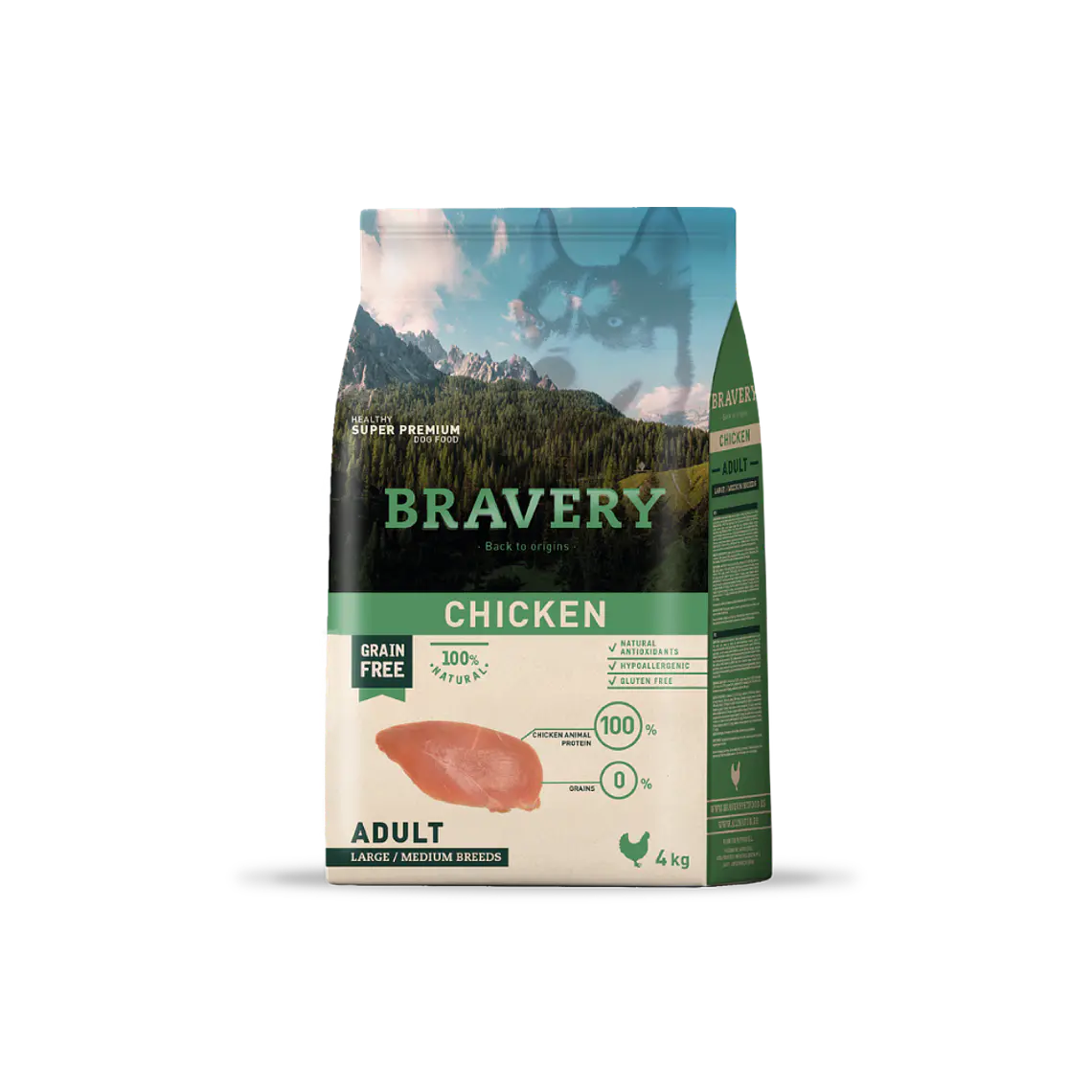 Alimento Bravery Perro Adulto Large Pollo - 4kg 1