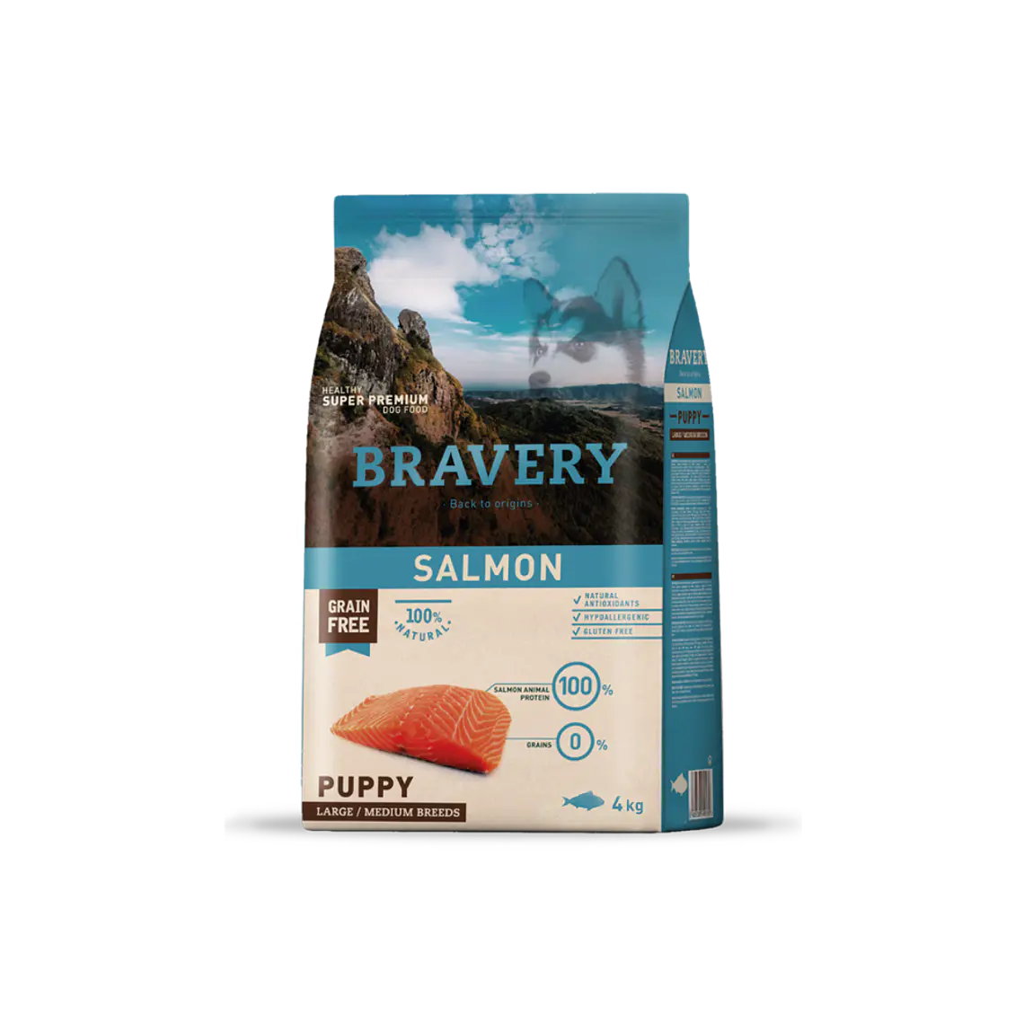 Alimento Bravery Perro Puppy Large Salmon - 4kg 1