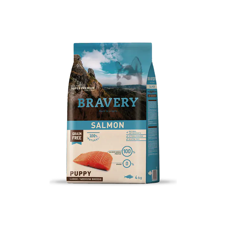 Alimento Bravery Perro Puppy Large Salmon - 4kg 1