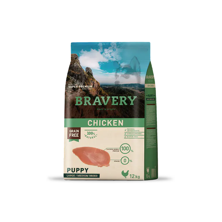 Alimento Bravery Perro Puppy Large Pollo - 12kg 1