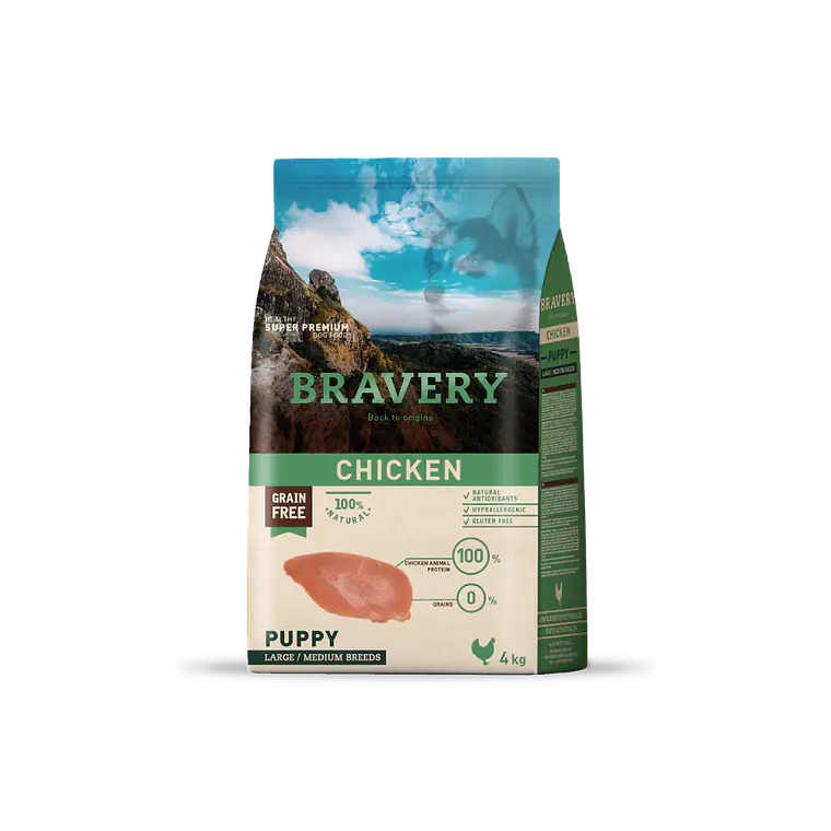 Alimento Bravery Perro Puppy Large Pollo - 4kg 1