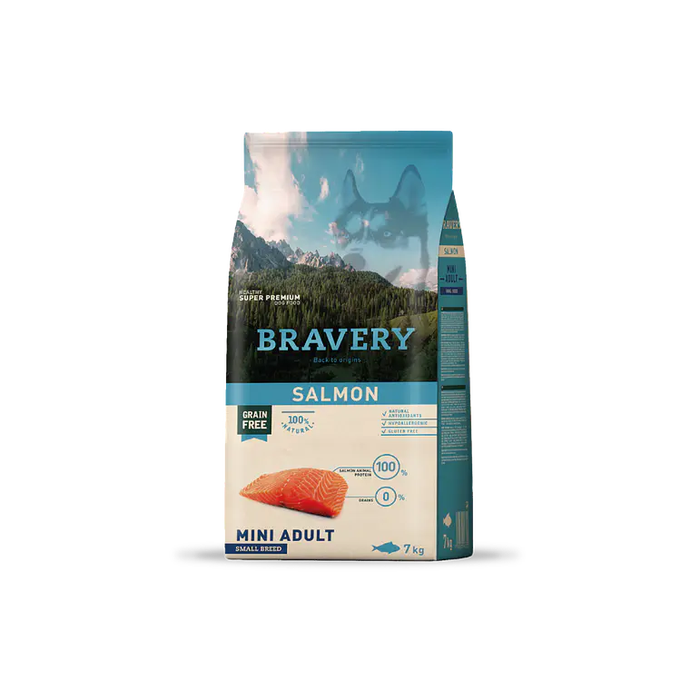 Alimento Bravery Perro Mini Adulto Salmon - 7kg 1