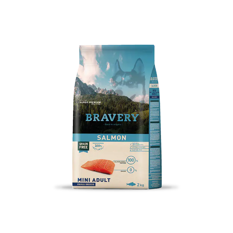 Alimento Bravery Perro Mini Adulto Salmon - 2kg 1