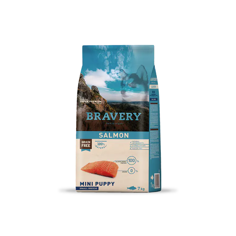 Alimento Bravery Perro Mini Puppy Salmon - 7kg 1