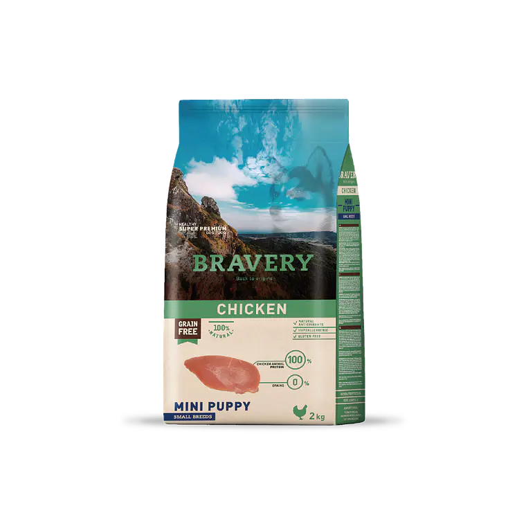 Alimento Bravery Perro Mini Puppy Pollo - 2kg 1