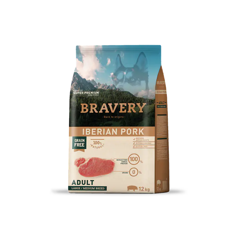 Alimento Bravery Perro Adulto Large Iberian Pork - 12kg 1