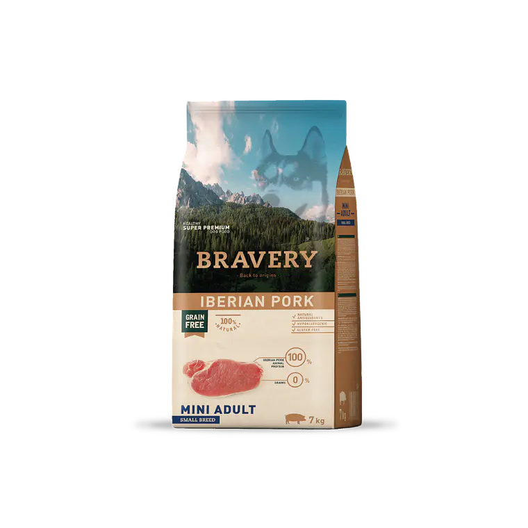 Alimento Bravery Perro Mini Adulto Iberian Pork - 7kg 1