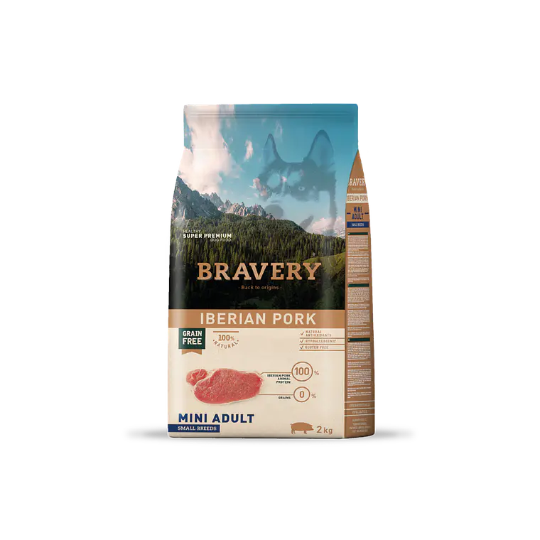 Alimento Bravery Perro Mini Adulto Iberian Pork - 2kg 1