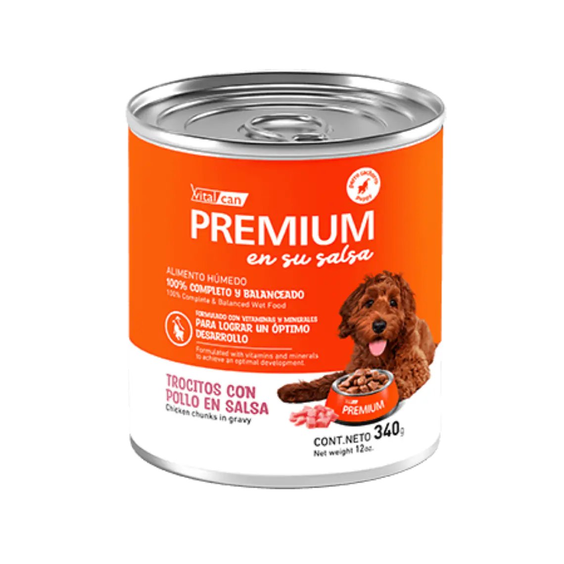Lata Premium Cachorro Trocitos Con Pollo En Salsa - 340gr 1