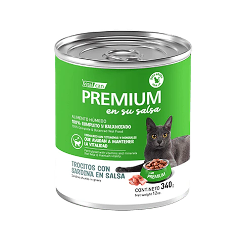 Lata Premium Gato Adulto Trocitos Con Sardina En Salsa - 340gr