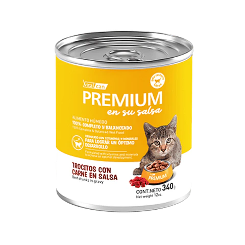 Lata Premium Kitten Trocitos Con Carne En Salsa - 340gr