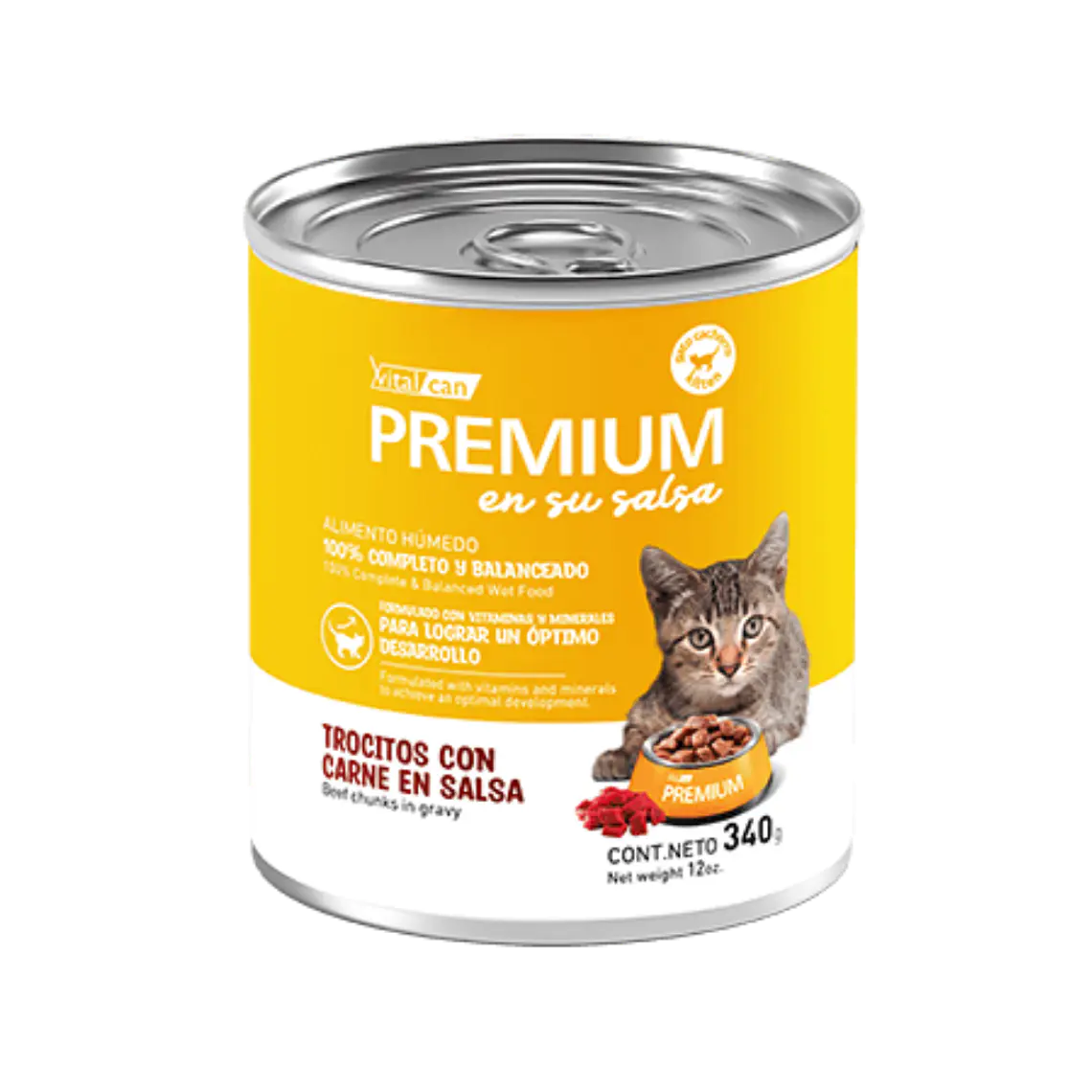 Lata Premium Kitten Trocitos Con Carne En Salsa - 340gr 1