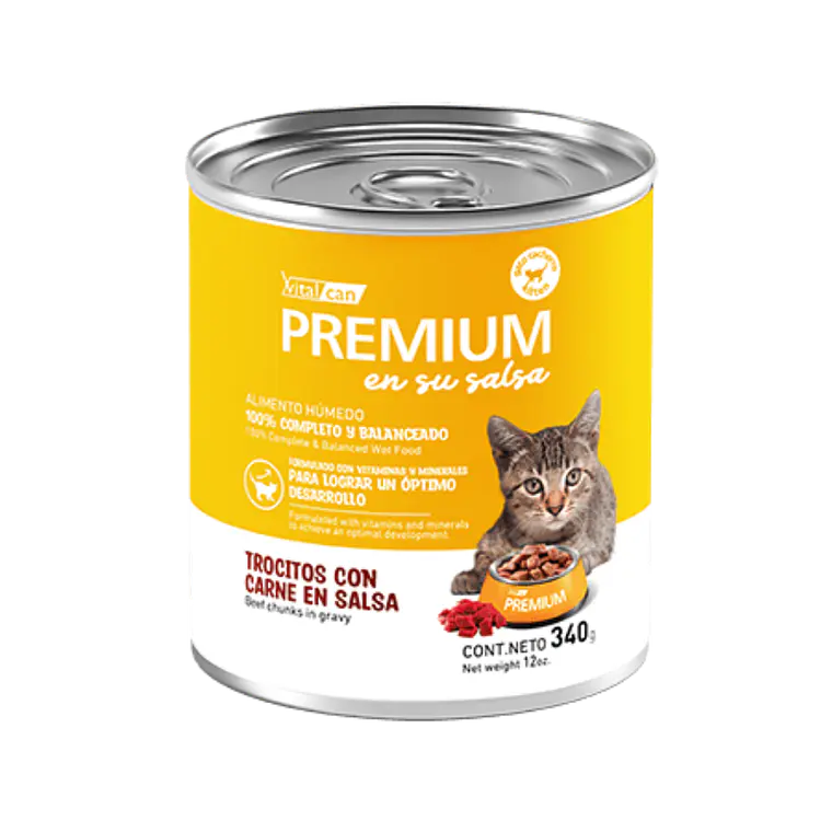 Lata Premium Kitten Trocitos Con Carne En Salsa - 340gr 1