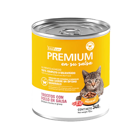 Lata Premium Kitten Trocitos Con Pollo En Salsa - 340gr