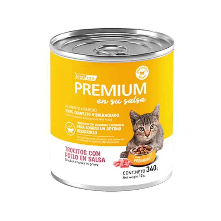 Lata Premium Kitten Trocitos Con Pollo En Salsa - 340gr 1