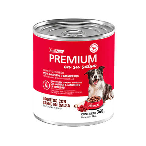 Lata Premium Perro Adulto Trocitos Con Carne En Salsa - 340gr