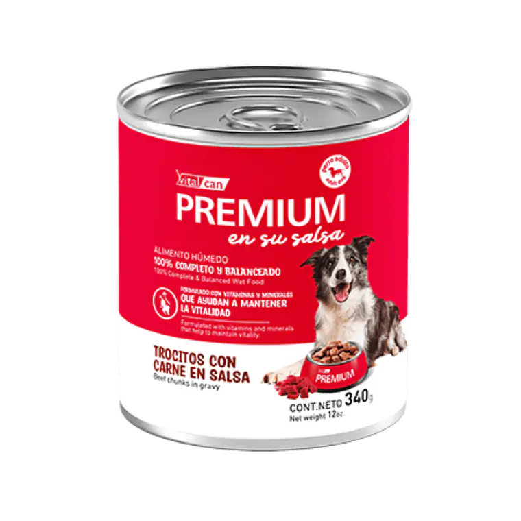 Lata Premium Perro Adulto Trocitos Con Carne En Salsa - 340gr 1