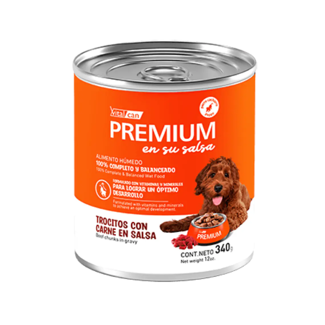Lata Premium Cachorro Trocitos Con Carne En Salsa - 340gr 1
