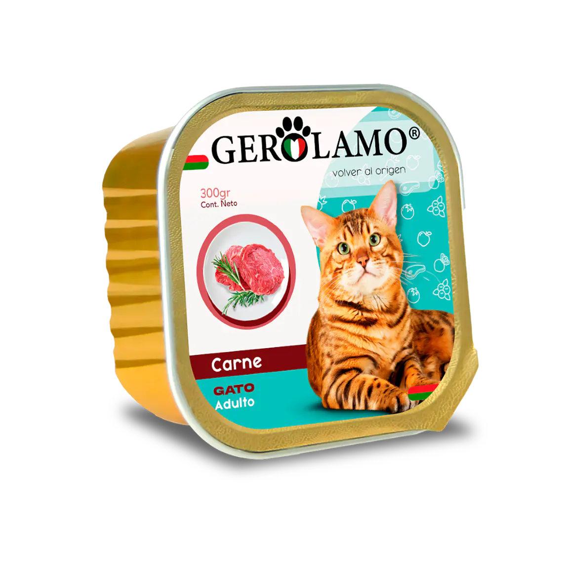 Lata Gerolamo Gato Pate Sabor Carne - 300gr 1