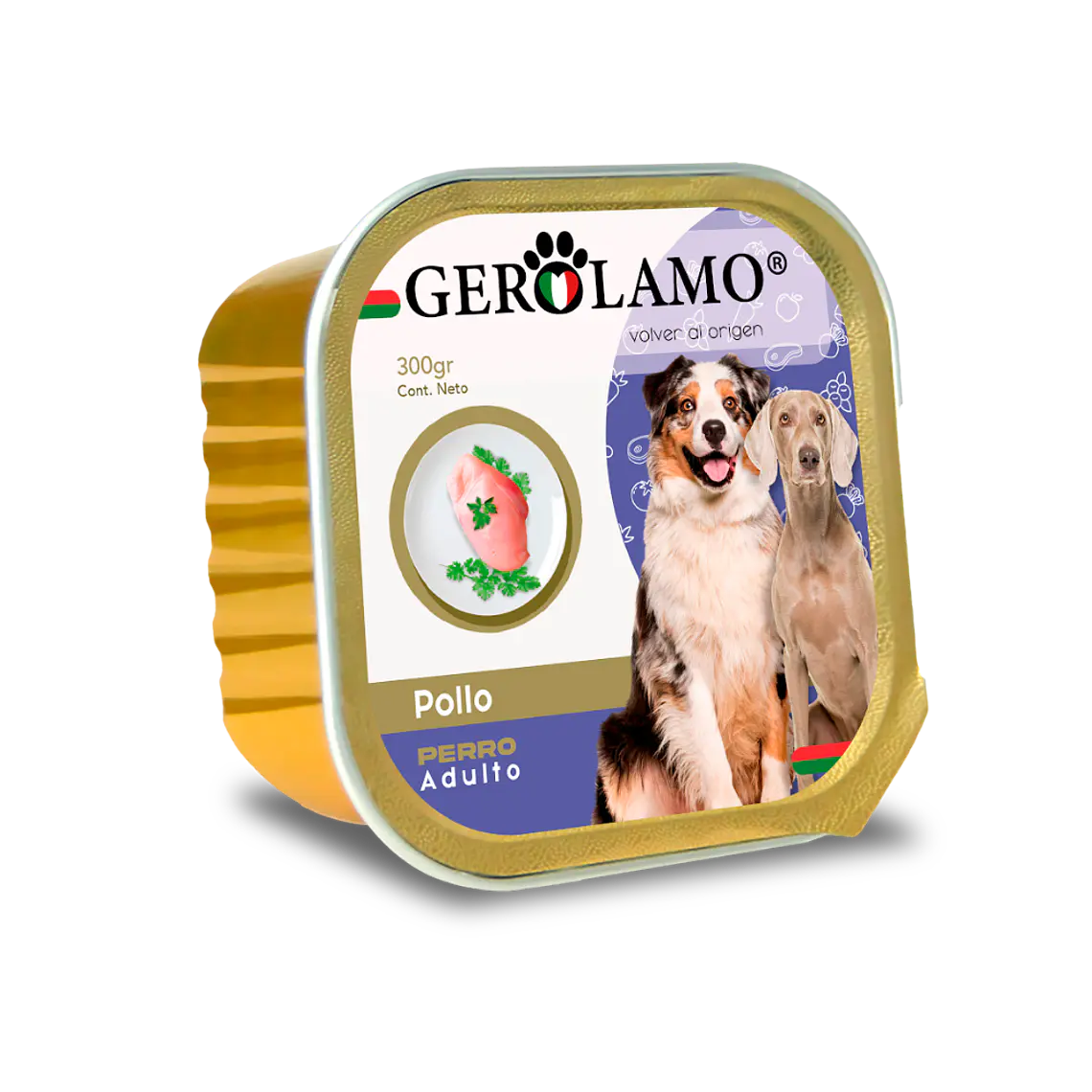 Lata Gerolamo Perro Adulto Pate Sabor Pollo - 300gr 1