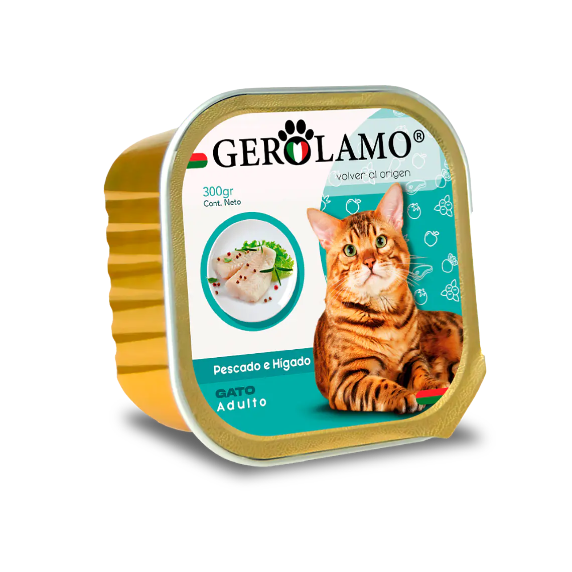 Lata Gerolamo Gato Pate Sabor Pescado e Higado - 300gr 1