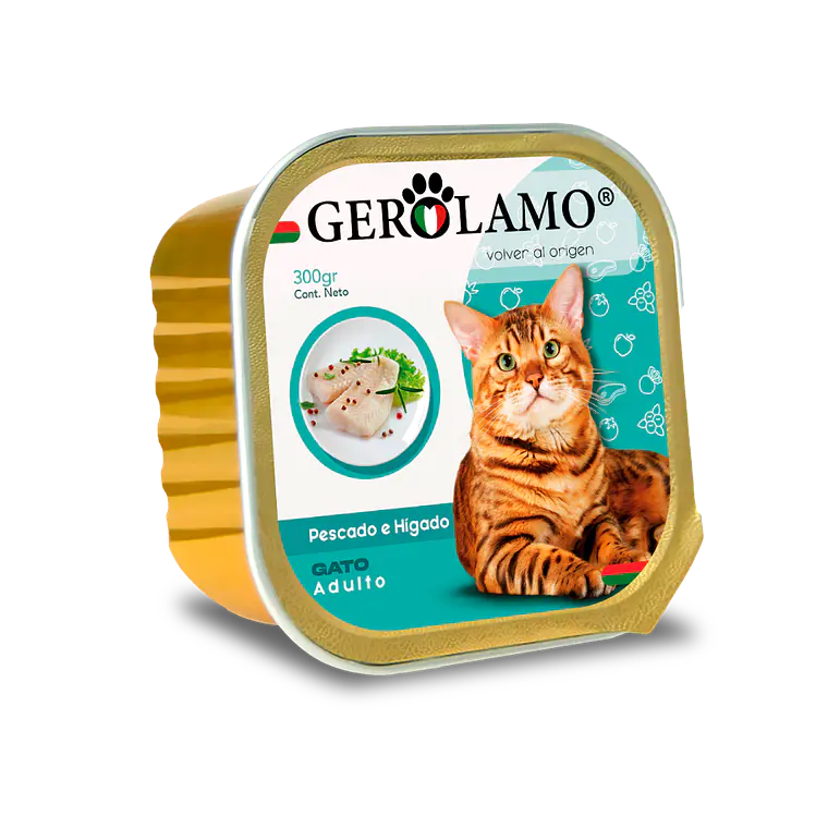 Lata Gerolamo Gato Pate Sabor Pescado e Higado - 300gr 1
