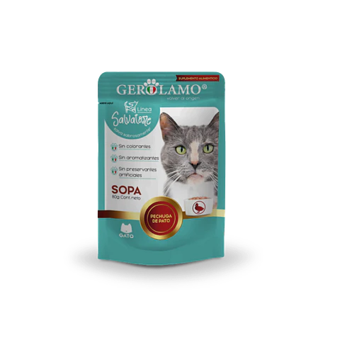 Sachet Gerolamo Gato Sopa Con Trocitos de Pechuga de Pato - 100gr