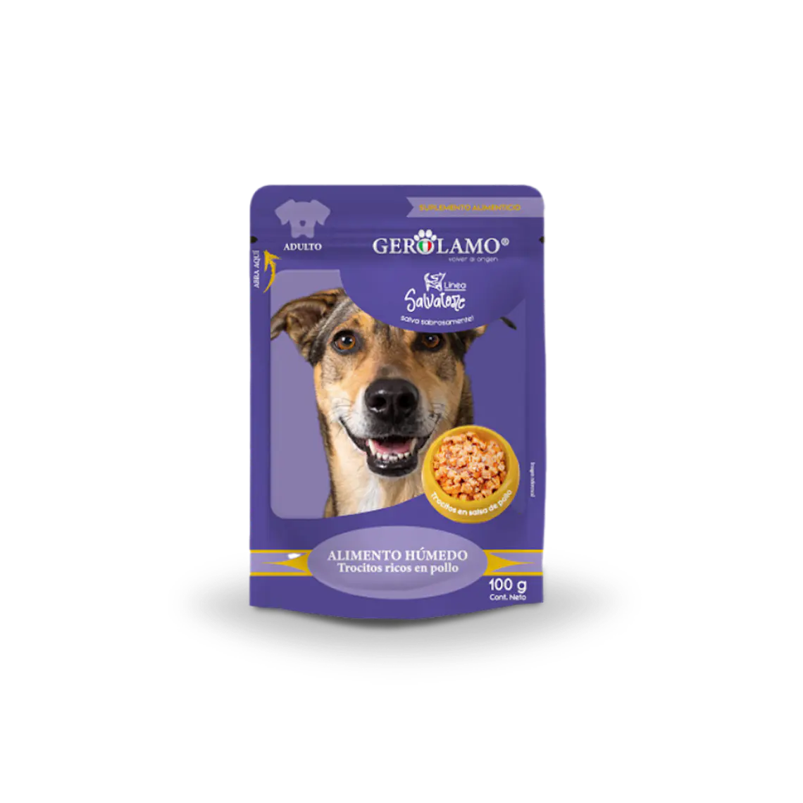 Sachet Gerolamo Perro Adulto Trocitos de Pollo En Salsa - 100gr 1