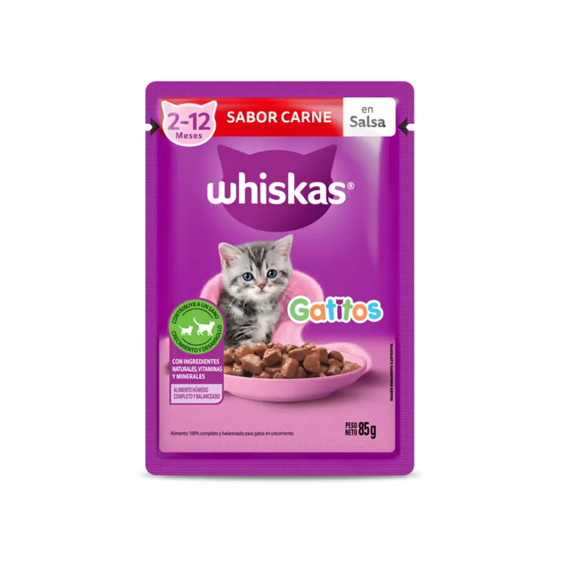 Sachet Whiskas Kitten Trocitos Con Carne En Salsa - 85gr 1