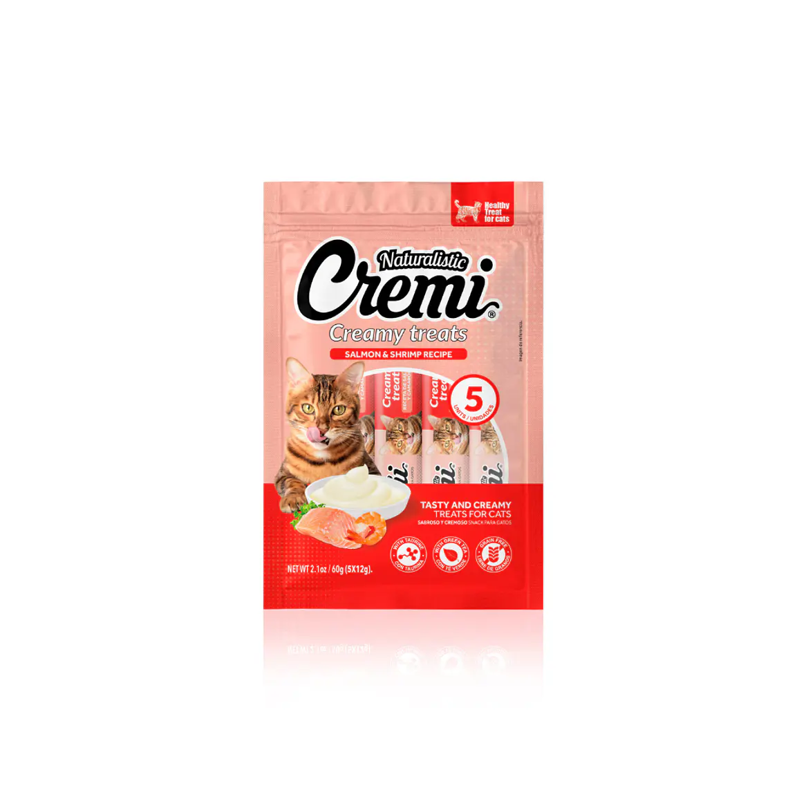 Cremi Gato Sabor Salmon y Camaron 5 unidades - 60gr 1