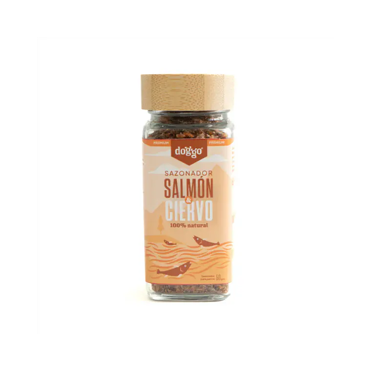Sazonador Doggo Para Perros Sabor Salmon y Ciervo - 70gr 1