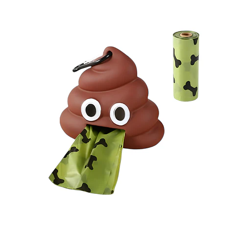 Dispensador de Bolsas Sanitarias Forma de Emoji + 1 Rollo de Bolsas